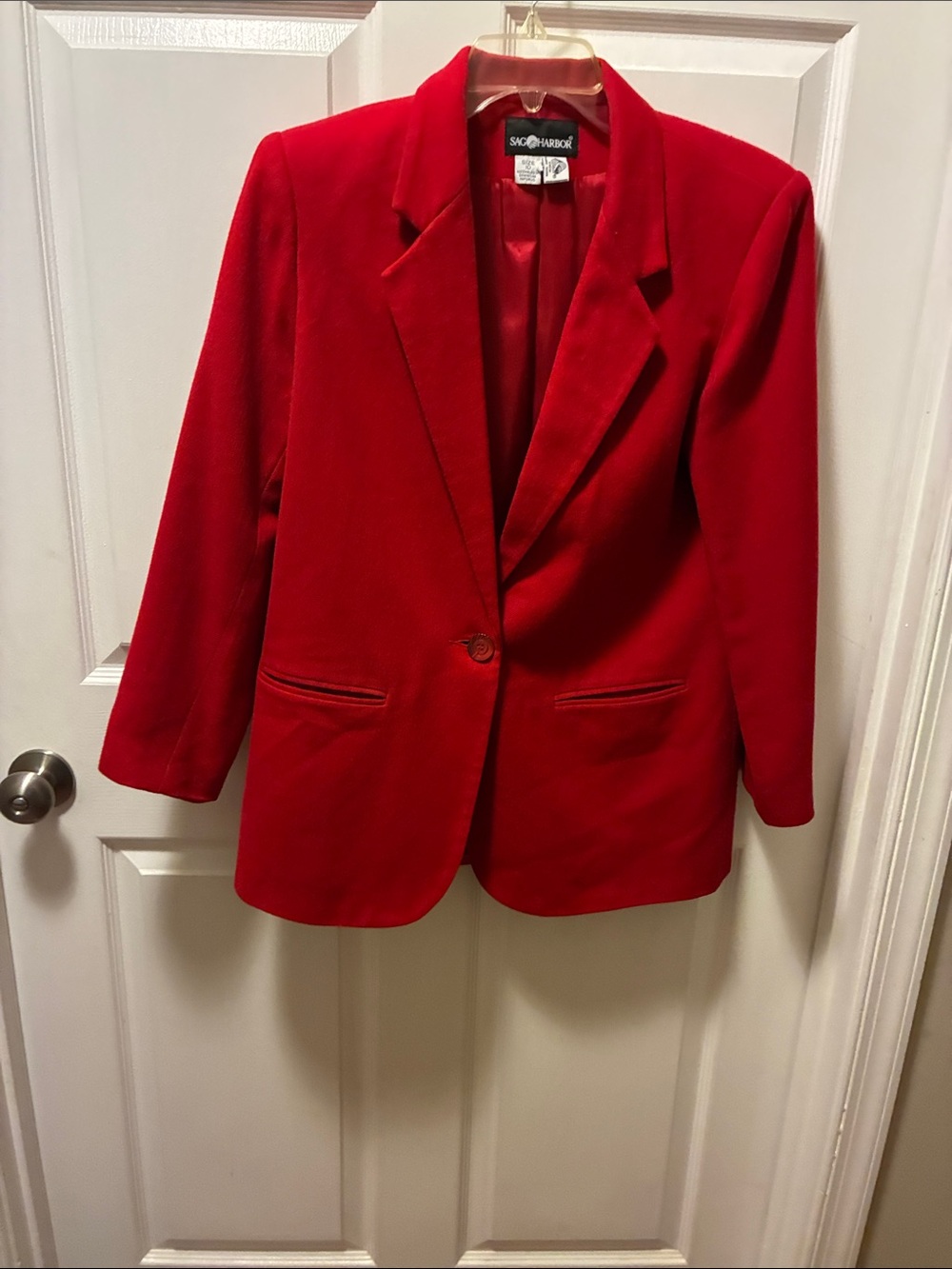 Vintage Sag Harbor Red Single-Button Notch Lapel Blazer Boxy style 80a&90s.